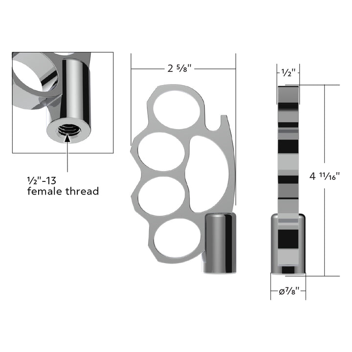 1/2" - 13 Thread-On Knuckle Gearshift Knob - Chrome
