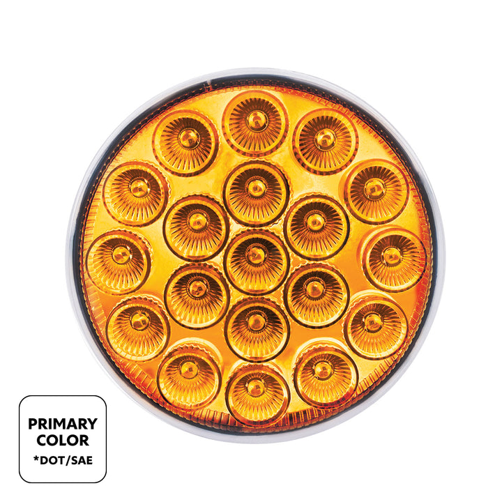 19 LED 4" Round Double Fury Light (Turn Signal) - Amber &amp; White LED/Clear Lens