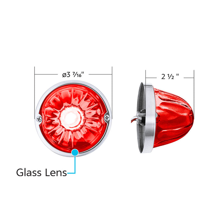 Glass Watermelon Light Kit With 4 LED Light - Red LED/Red Lens