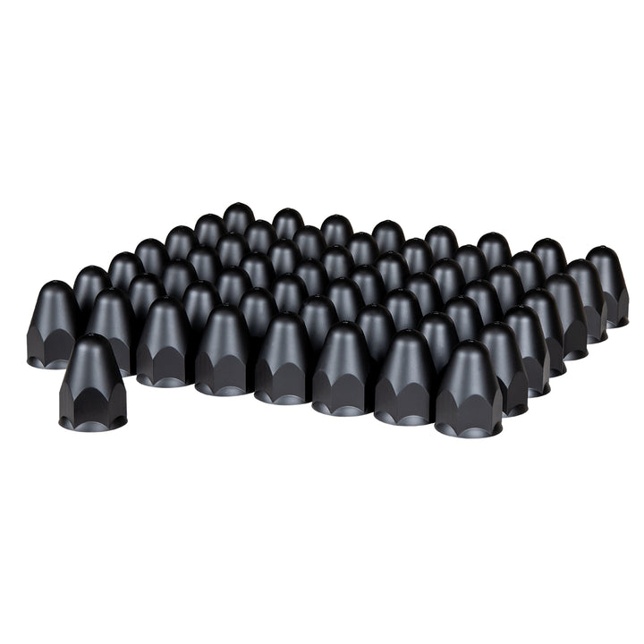 1-1/2" x 2-3/4" Matte Black Painted Plastic Bullet Nut Covers - Push-On (Color Box of 60)