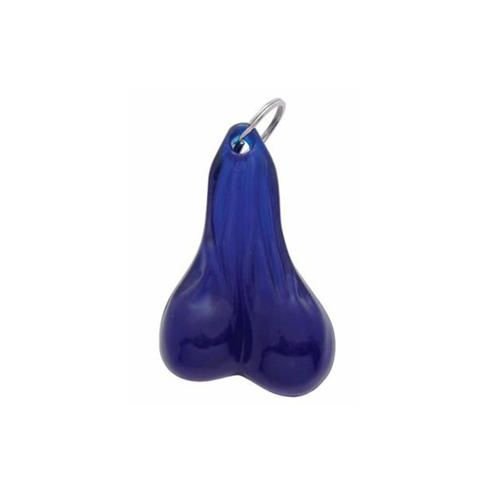4-1/2" Medium Low - Hanging Balls Novelty Keychain - Blue (Bulk)