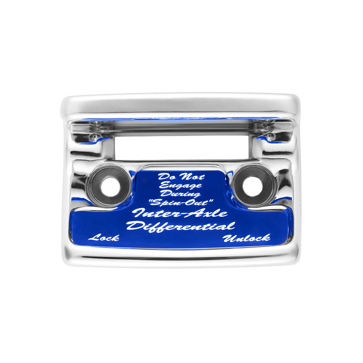 Chrome Plastic Axle/Differential Switch Guard With Glossy Sticker For 1990-2010 Freightliner Classic - Blue