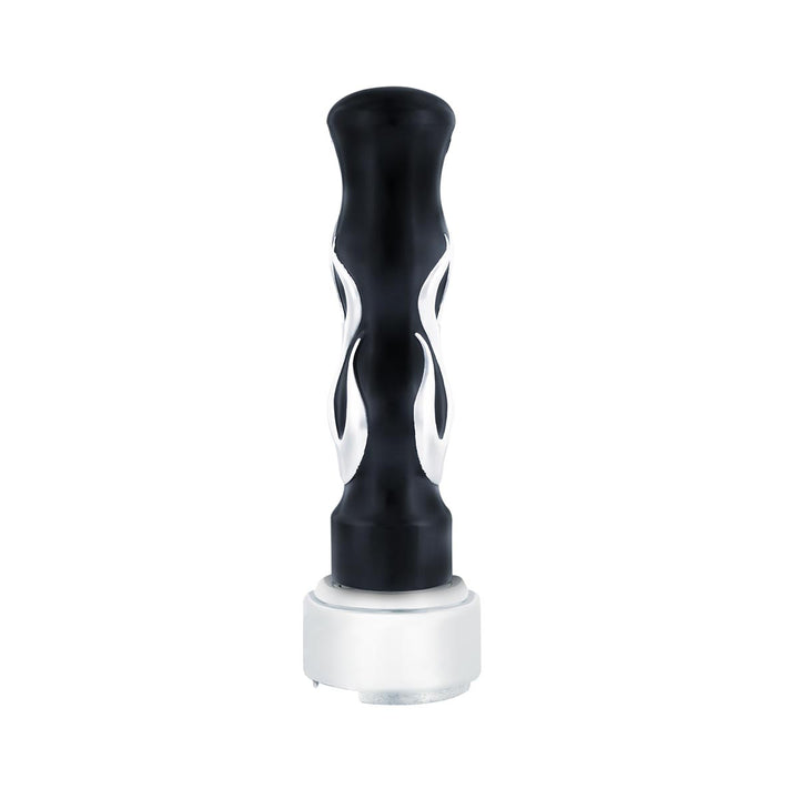 Thread-On Flame Gearshift Knob With Adapter For Eaton Fuller 9/10 Speed - Black With Chrome Flame