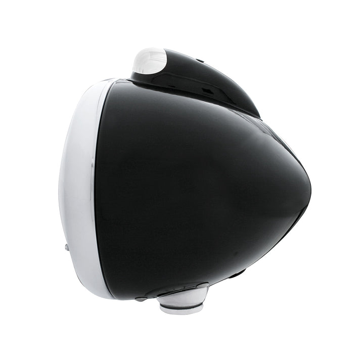 Black Guide 682-C Headlight H4 With 10 Amber LED &amp; Dual Mode LED Signal - Clear Lens