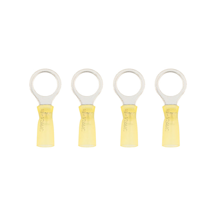 12-10 AWG 1/2" Stud CS Heat Shrink Ring Terminal - Yellow (4-Pack)