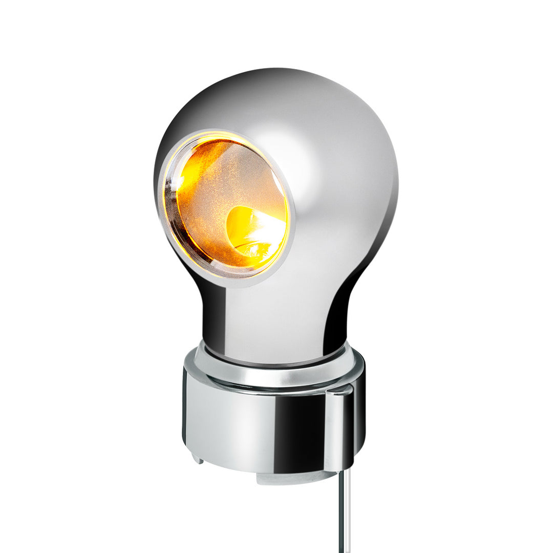 Thread-On Chrome Charlotte Style Gearshift Knob With LED 9/10 Speed Adapter - Amber LED