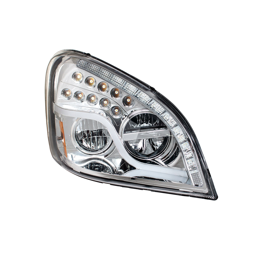 High Power LED Chrome Headlight With LED DRL &amp; LED Turn Signal For 2008-2017 FL Cascadia - Passenger
