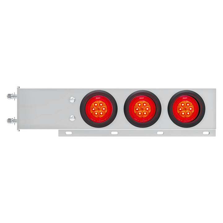 3-3/4" Bolt Pattern Stainless Steel Spring Loaded Bar With 6 x 4" 16 LED Turbine Lights - Red LED/Red Lens (Pair)