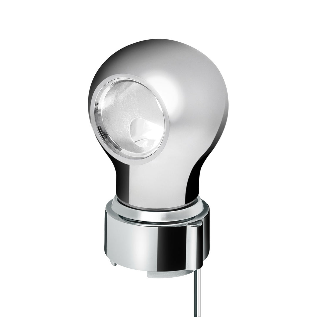 Thread-On Chrome Charlotte Style Gearshift Knob With LED 9/10 Speed Adapter - White LED