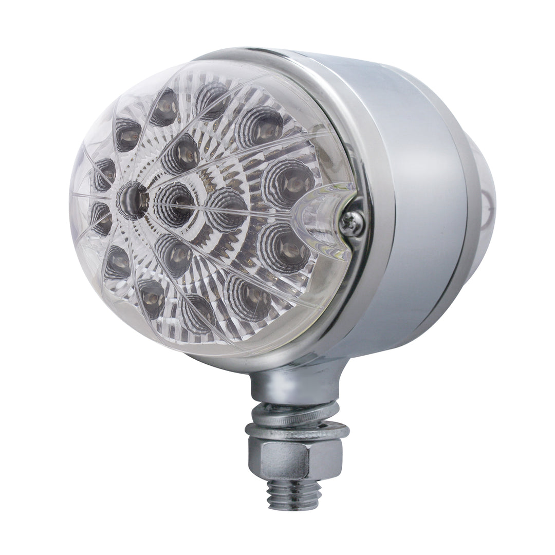 17 LED Dual Function Reflector Double Face Light - Amber &amp; Red LED/Clear Lens
