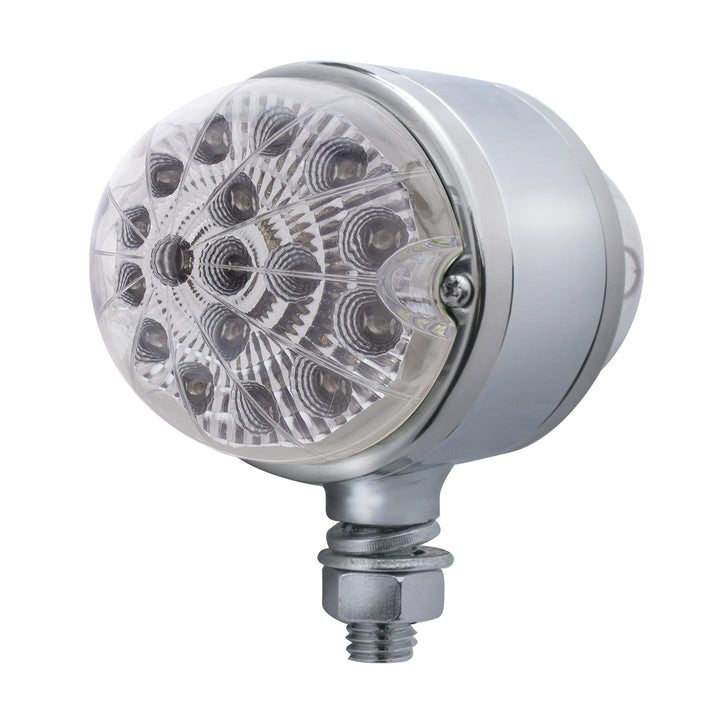 17 LED Dual Function Reflector Double Face Light - Amber &amp; Red LED/Clear Lens