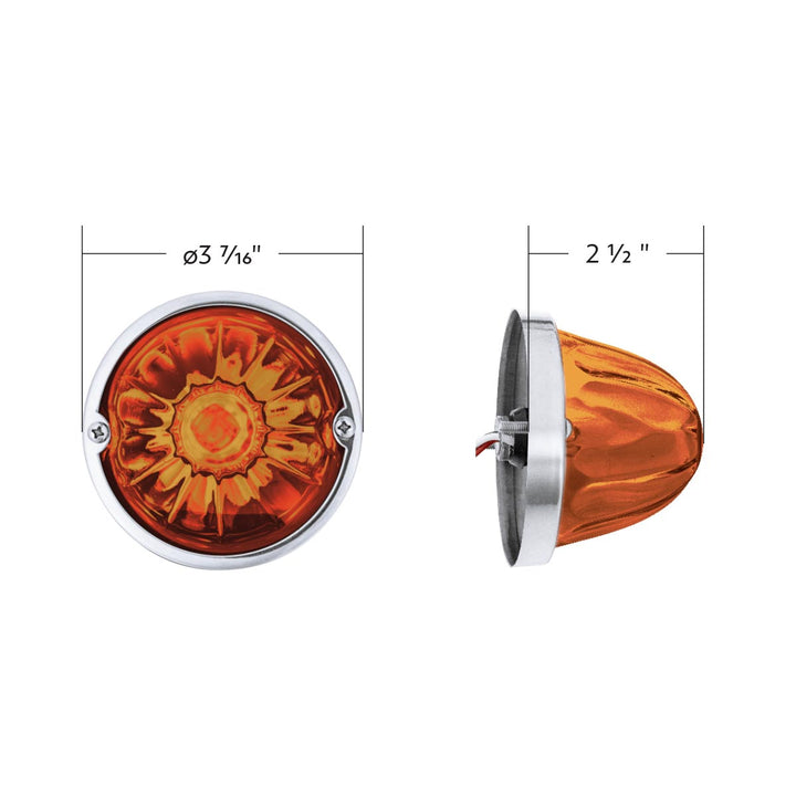Glass Watermelon Light Kit With 4 LED Light - Amber LED/Dark Amber Lens