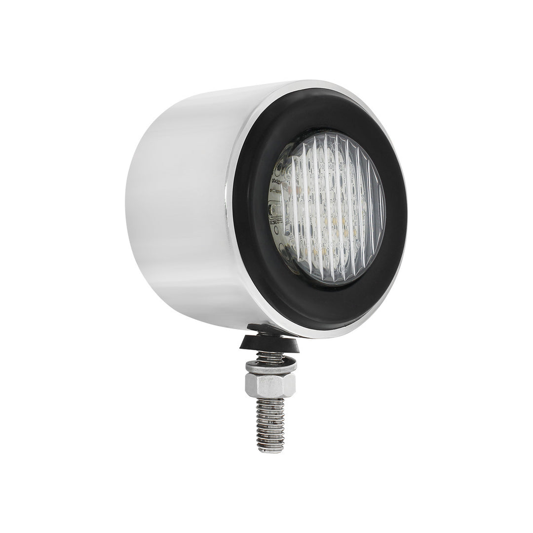 Stainless 2-1/2" Double Face Light With LED Lights &amp; Grommets - Amber &amp; Red LED/Clear Lens