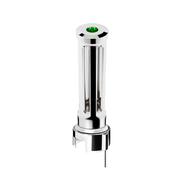 Thread-On Chrome Sonoma Style Gearshift Knob With LED 13/15/18 Speed Adapter - Dark Green Crystal/Green LED