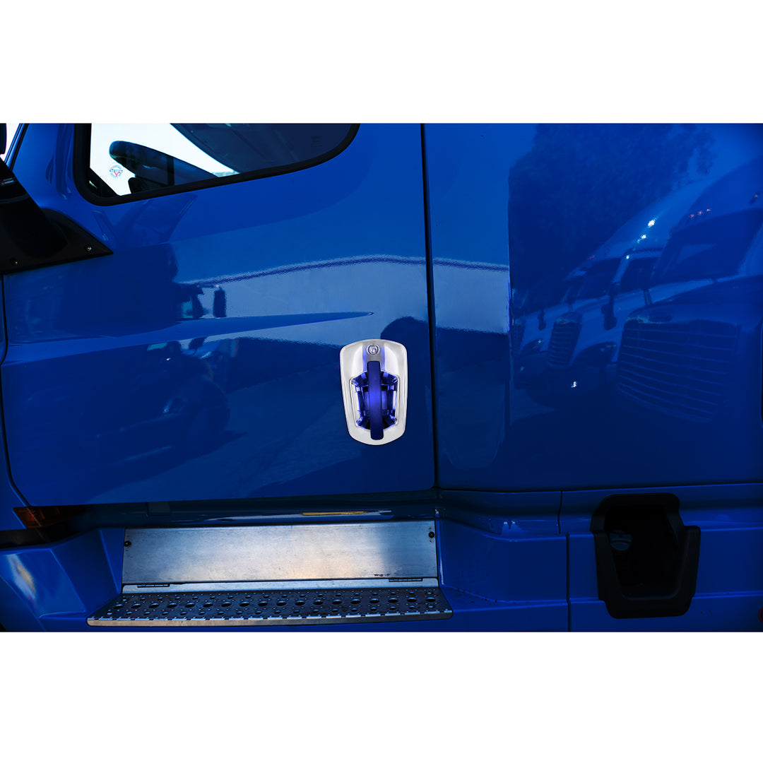 6 LED Chrome Door Handle Cover For 2018-2025 Freightliner Cascadia - Driver, Blue LED
