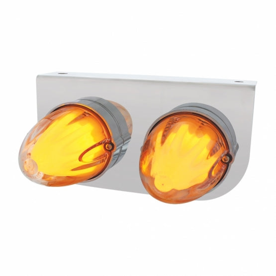Stainless Light Bracket With 2 x 9 LED Dual Function Watermelon GloLight - Amber LED/Clear Lens