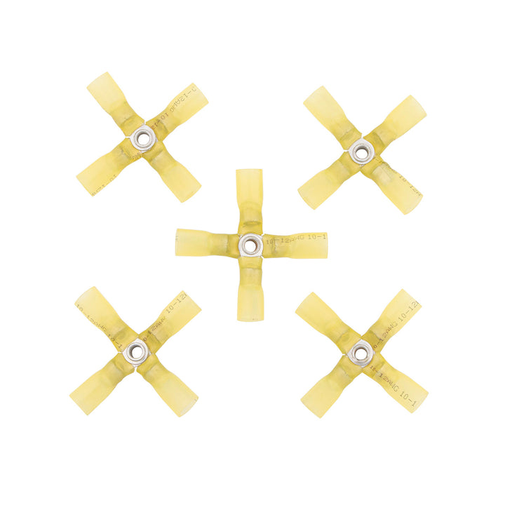 12-10 AWG 4 - Way (X) CS Heat Shrink Connector - Yellow (5-Pack)