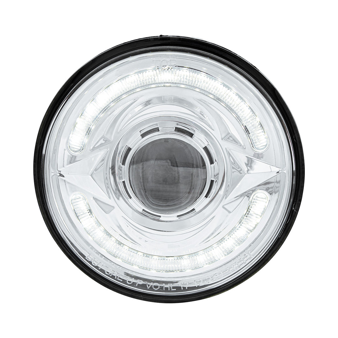 ULTRALIT - LED 5-3/4" Round Headlight With 60 LED Dual Color Light Bar, Amber &amp; White LED - Low Beam