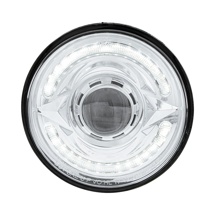 ULTRALIT - LED 5-3/4" Round Headlight With 60 LED Dual Color Light Bar, Amber &amp; White LED - Low Beam