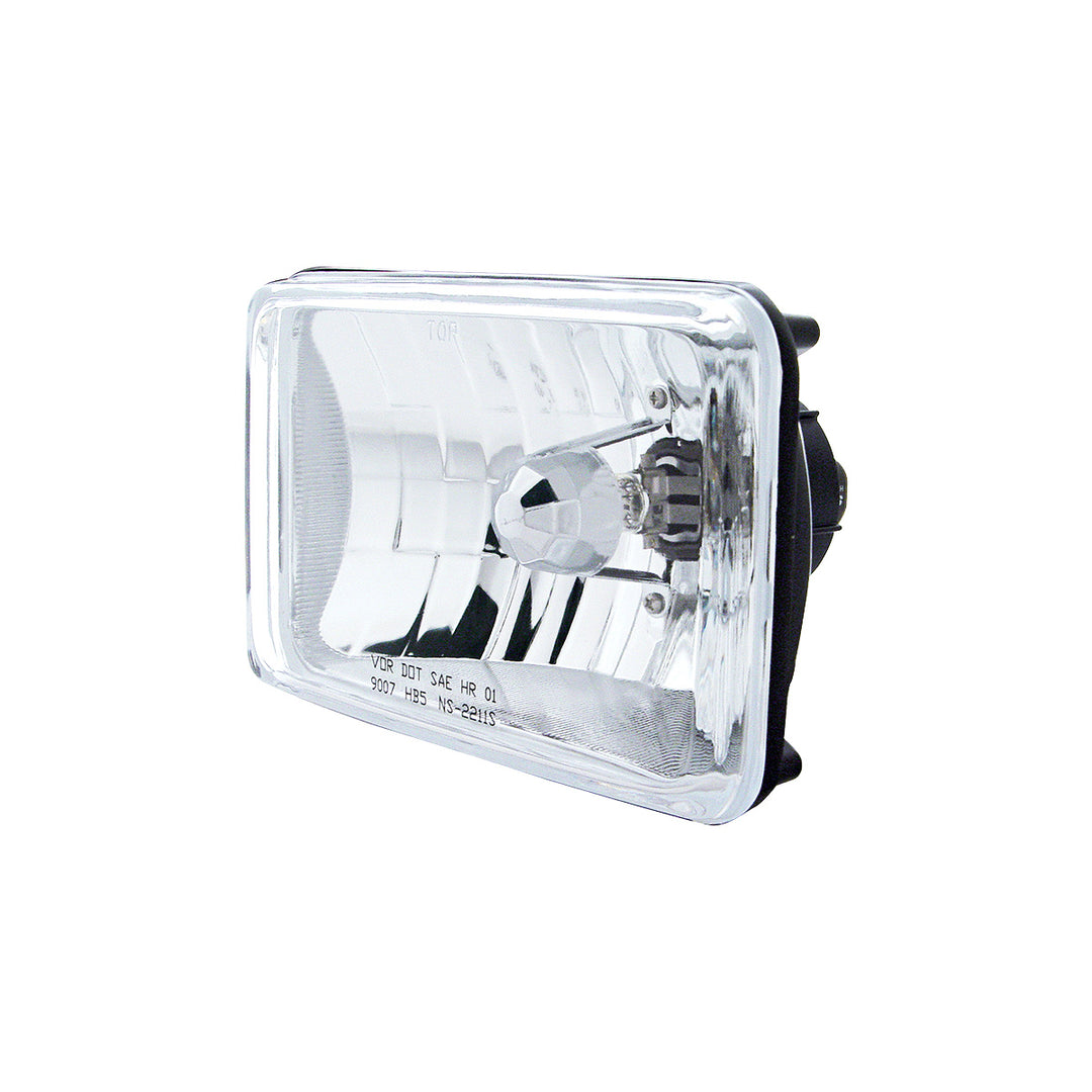 4" x 6" Crystal Rectangular Headlight, Glass Lens - High &amp; Low Beam
