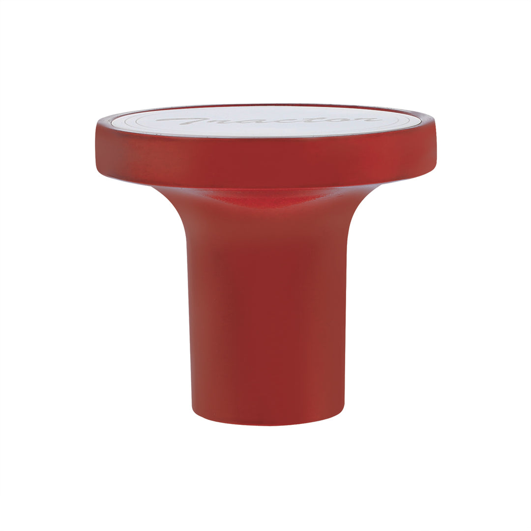 Aluminum Screw-On Air Valve Knob With Stainless Tractor Plaque - Candy Red