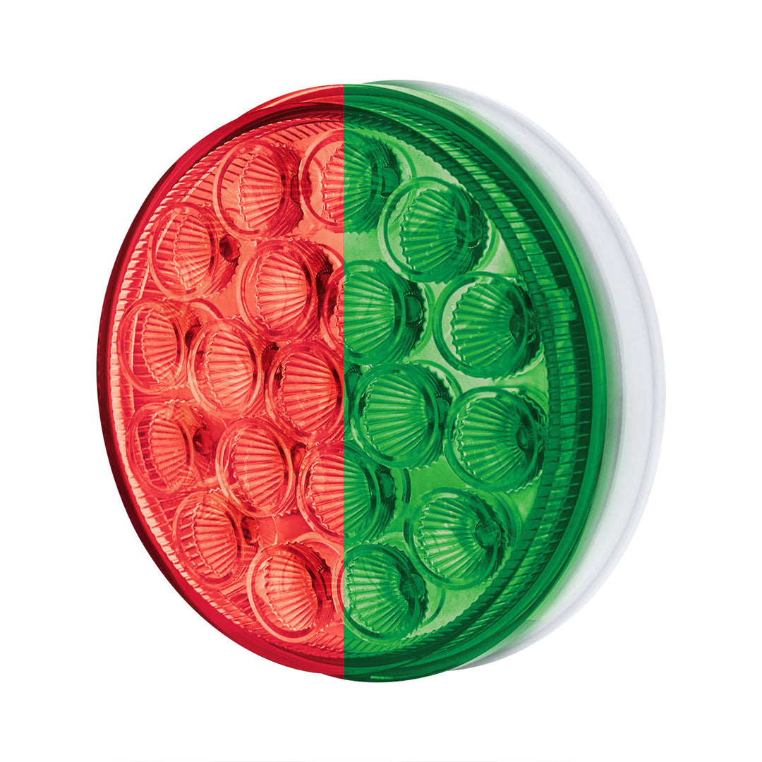 19 LED 4" Round Double Fury Light (Stop &amp; Turn) - Red &amp; Green LED/Clear Lens