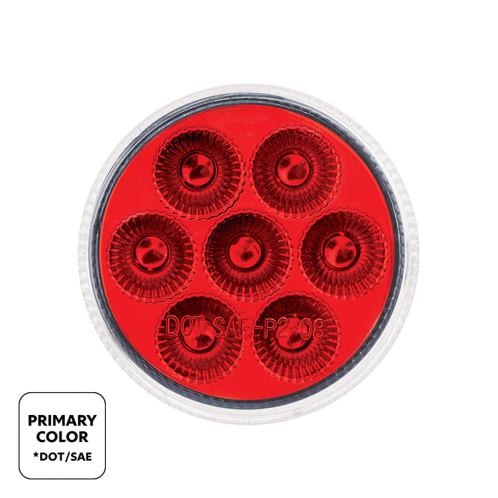 7 LED 2" Round Double Fury Light (Clearance/Marker) - Red &amp; White LED/Clear Lens