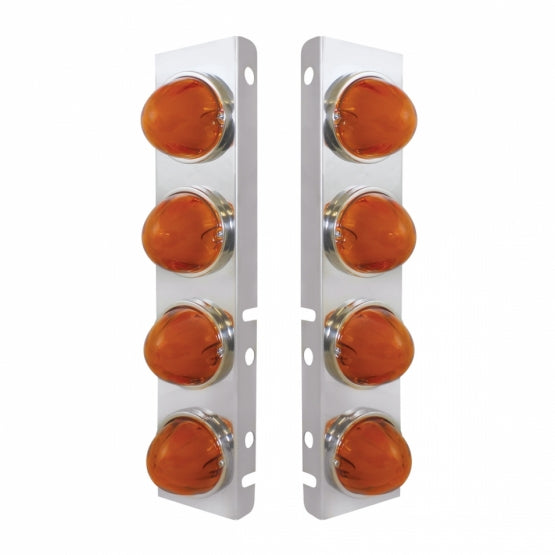 Stainless Steel Front Air Cleaner Bracket With 8 x 9 Amber LED Watermelon GloLight For PB Trucks - Amber Lens
