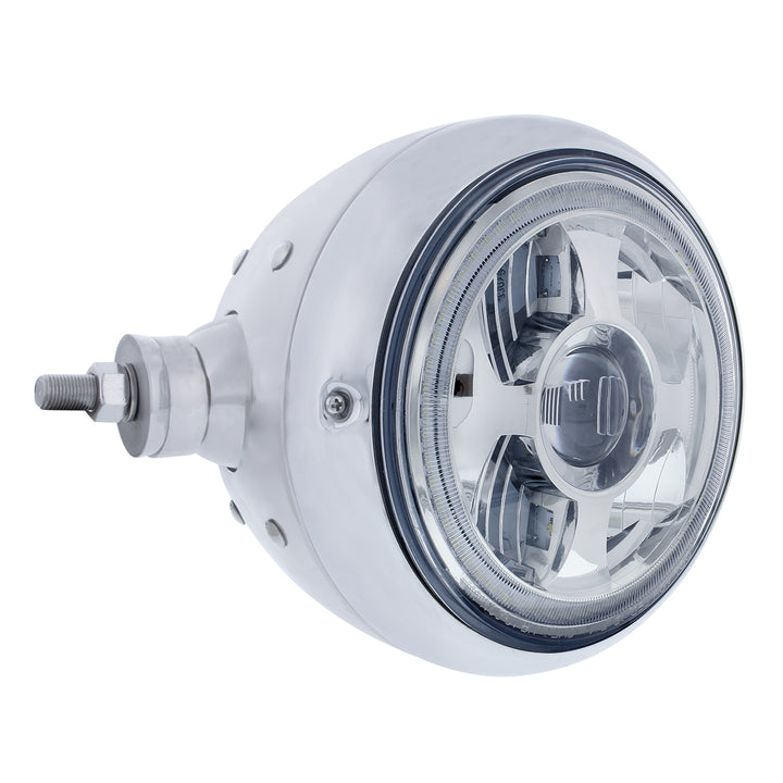 Chrome Guide 682-C Style Headlight Assembly W/LED Headlight &amp; Dual Color Position Light - L/H (Horizontal Mount)