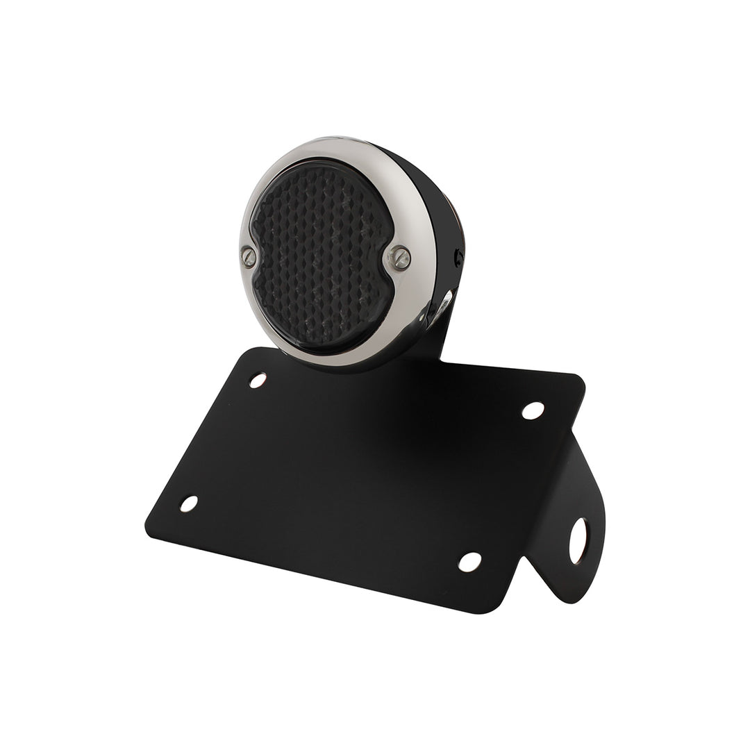 Black Horizontal Side Mount License Bracket For Motorcycle With 1933-36 Ford Style LED Tail Light