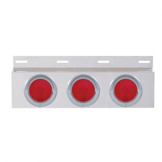 Stainless Top Mud Flap Plate With Three 4" Lights &amp; Visor - Red Lens (Each)