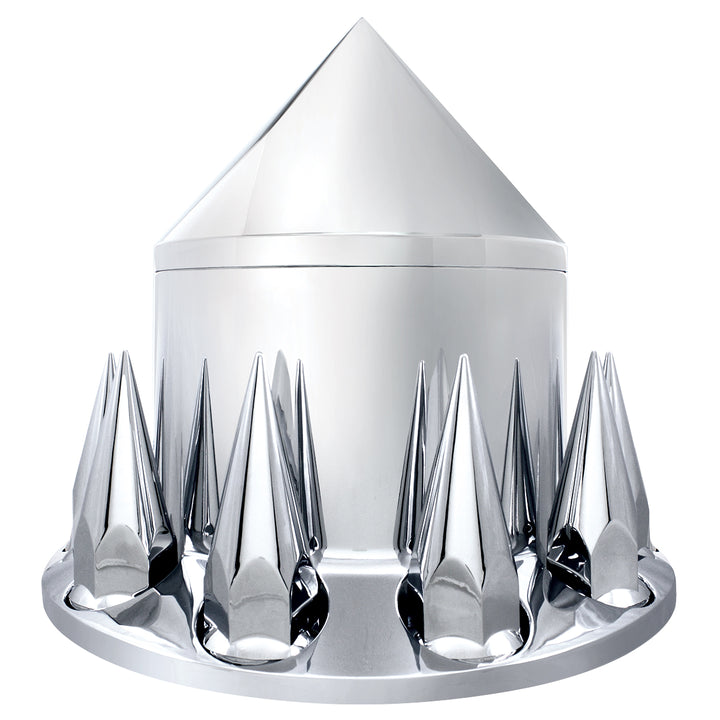 Spike Rear Axle Cover With 33mm Spike Thread-On Lug Nut Covers – Chrome | Semi Truck
