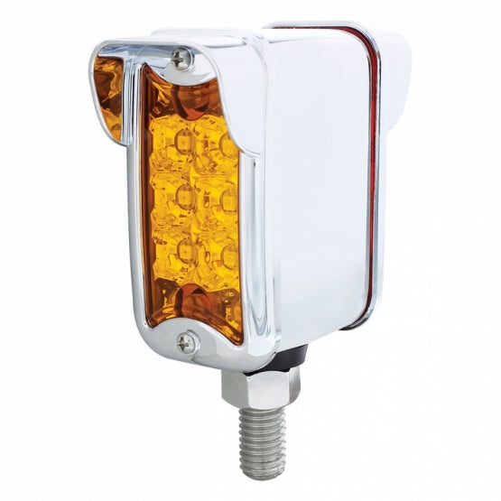 10 LED Dual Function Reflector Double Face Light W/Visor - Vertical Straight Mount - Amber &amp; Red LED/Amber &amp; Red Lens