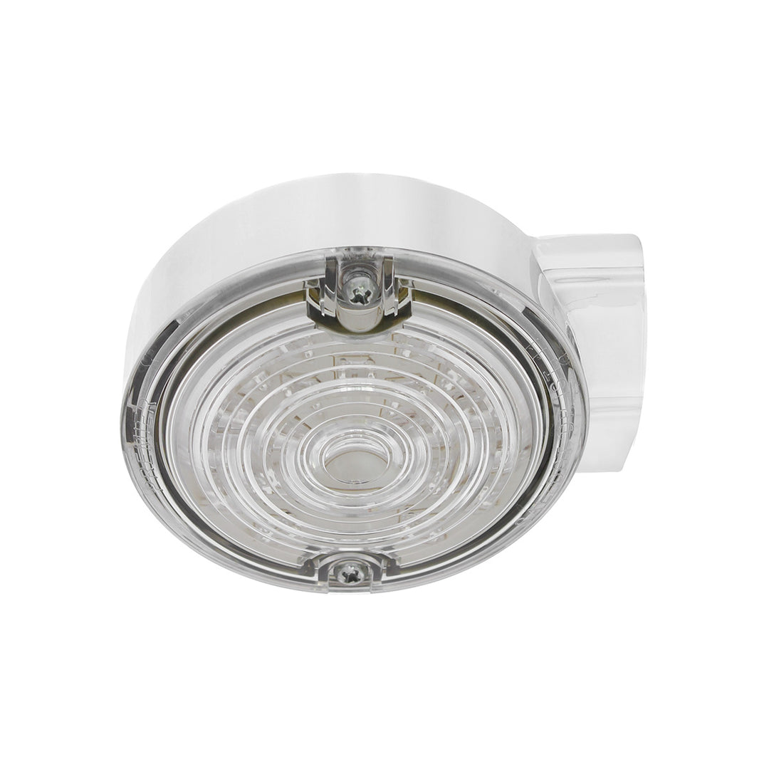 21 LED 3-1/4" Dual Function Signal Light For Harley Motorcycle With Housing - Amber LED/Clear Lens