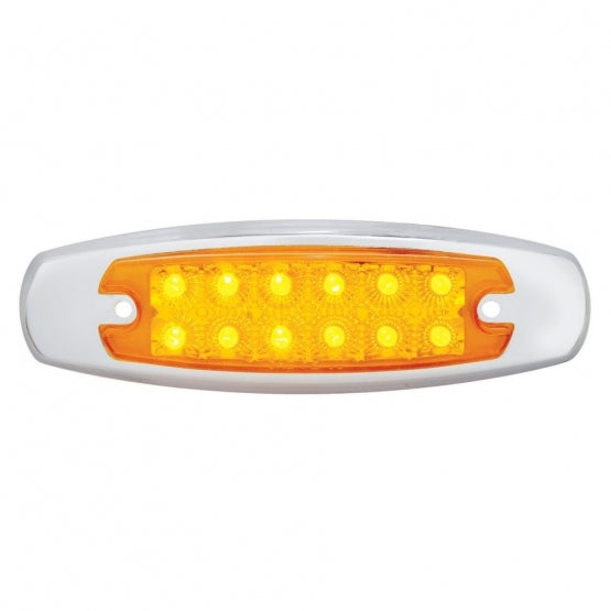 12 LED Reflector Rectangular Light With Bezel (Clearance/Marker) - Amber LED/Amber Lens (Bulk)