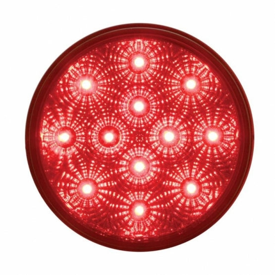 2-1/2" Bolt Pattern Chrome Spring Loaded Bar W/6 x 12 LED 4" Reflector Lights - Red LED &amp; Lens (Pair)