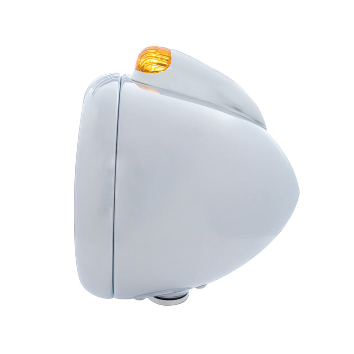 Stainless Steel Guide 682-C Headlight Crystal H4 &amp; Dual Mode LED Signal - Amber Lens
