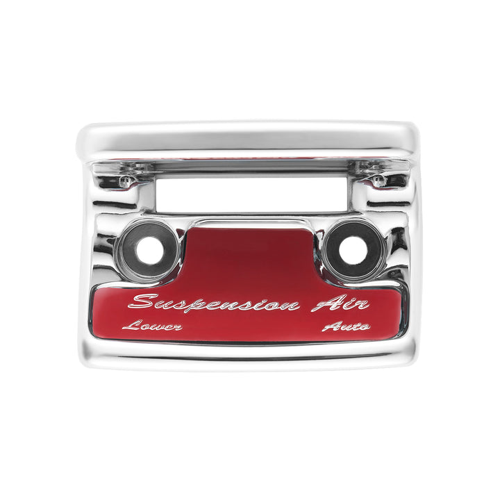 Chrome Plastic Suspension Air Switch Guard With Glossy Sticker For 1990-2010 Freightliner Classic - Red