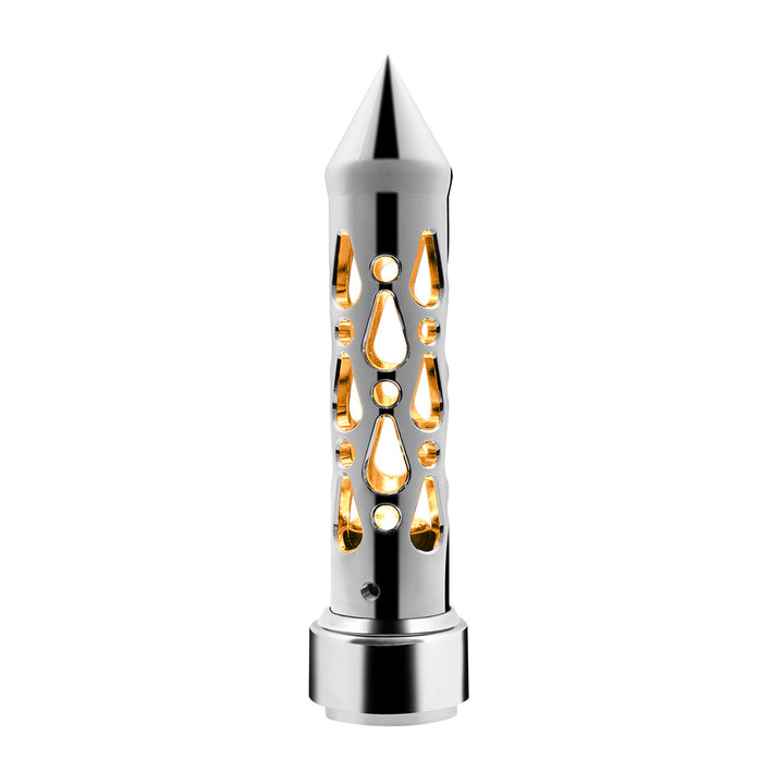 Brooklyn Style Spike Gearshift Knob With LED 9/10 Speed Adapter - Chrome/Amber LED