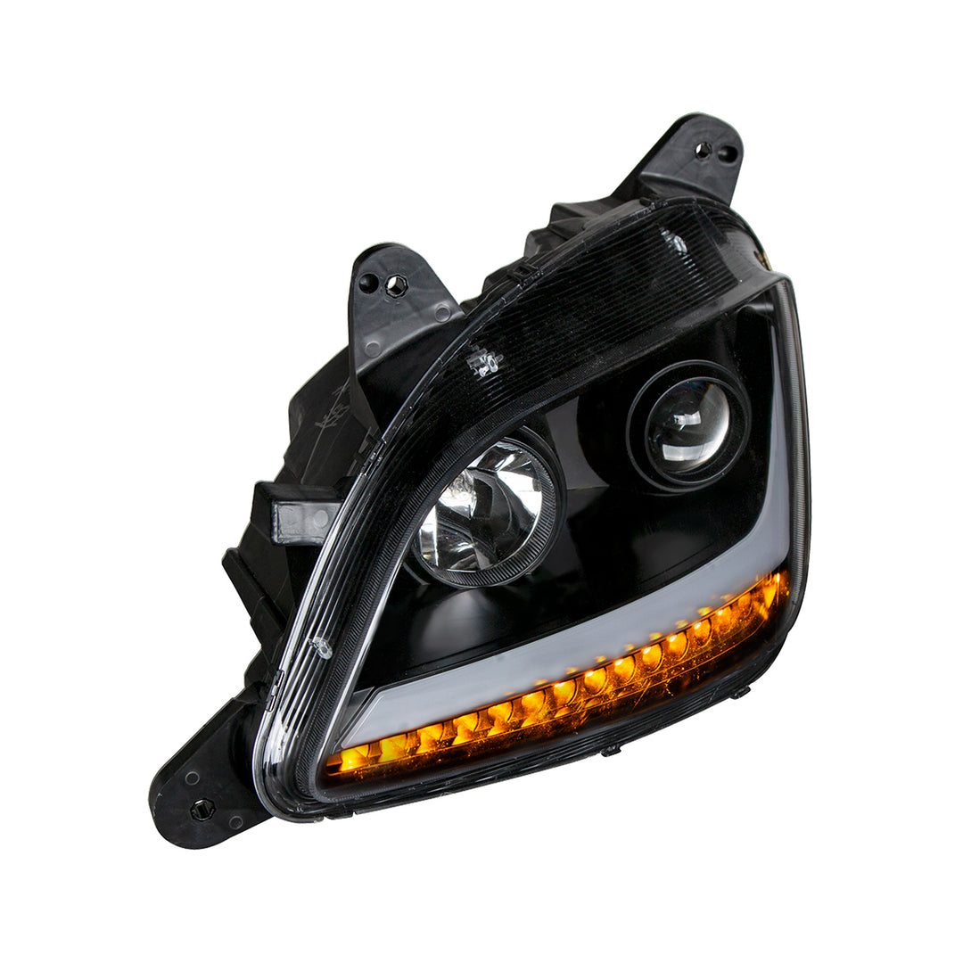 Black Projection Headlight With LED Position &amp; Signal For 2012-2021 Peterbilt 579 - Driver