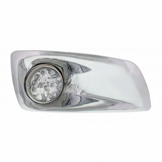 Fog Light Cover With 17 Amber LED Reflector Watermelon Lights For 2007-17 KW T660 - Passenger - Clear Lens