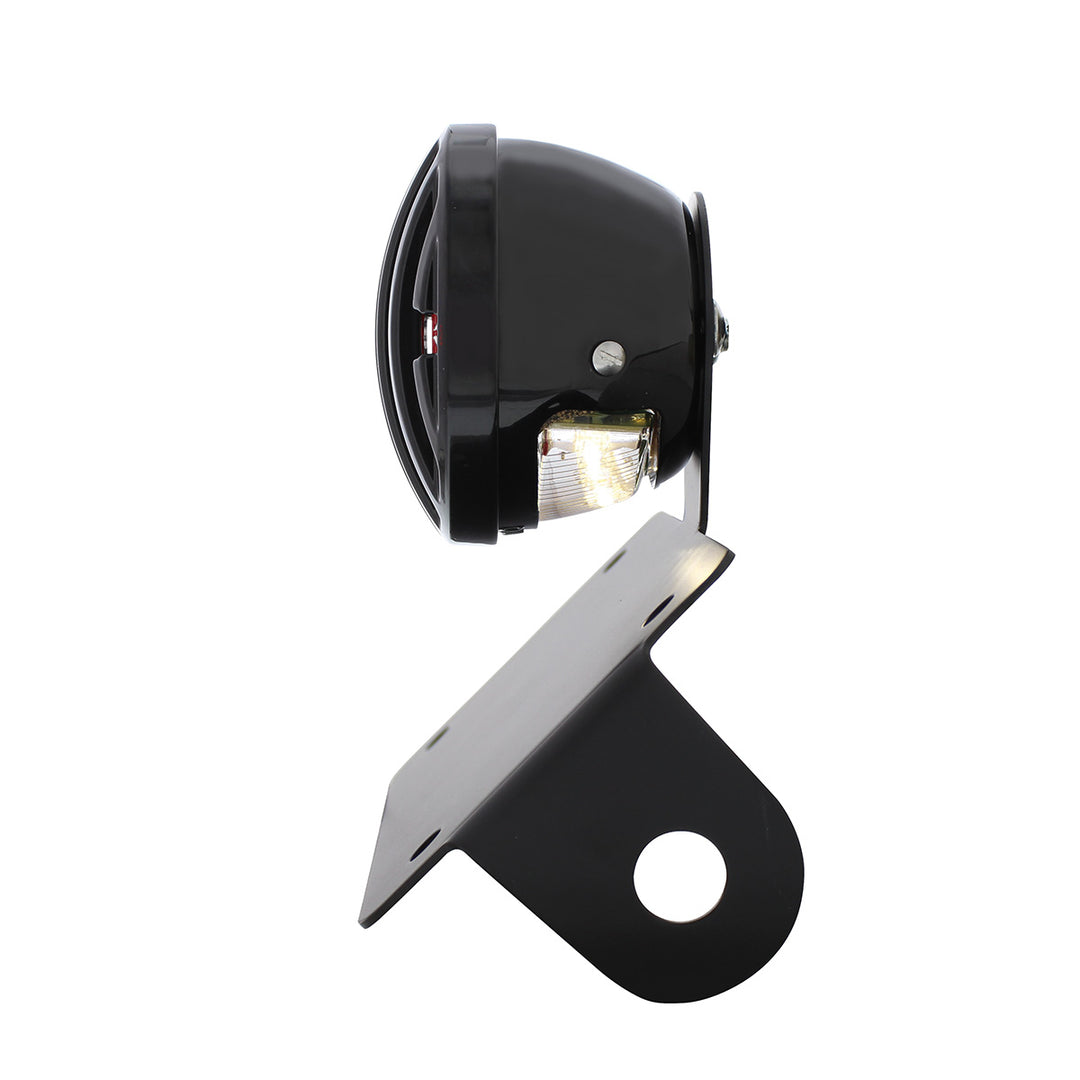 Motorcycle LED "Bobber" Style Horizontal Tail Light With Black Grille Bezel - Smoke Lens