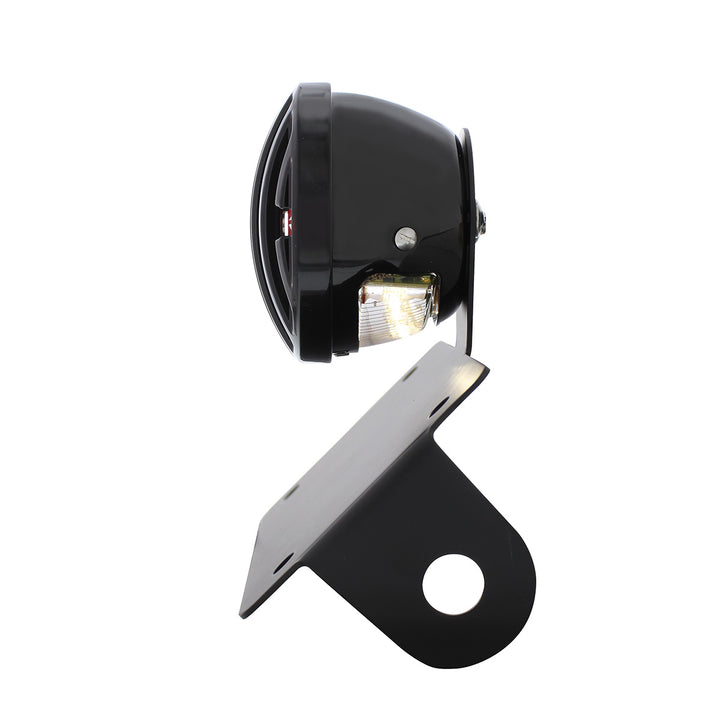 Motorcycle LED "Bobber" Style Horizontal Tail Light With Black Grille Bezel - Smoke Lens