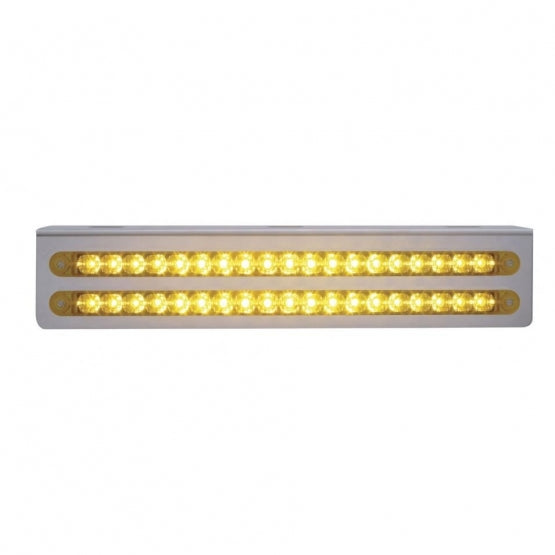 12-3/4" Stainless Light Bracket With 2 x 19 LED 12" Light Bars - Amber LED/Amber Lens