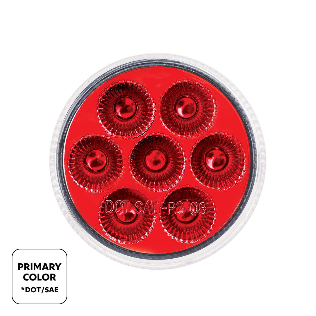 7 LED 2" Round Double Fury Light (Clearance/Marker) - Red &amp; Blue LED/Clear Lens