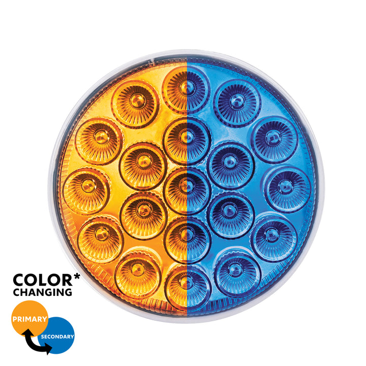 19 LED 4" Round Double Fury Light (Turn Signal) - Amber &amp; Blue LED/Clear Lens