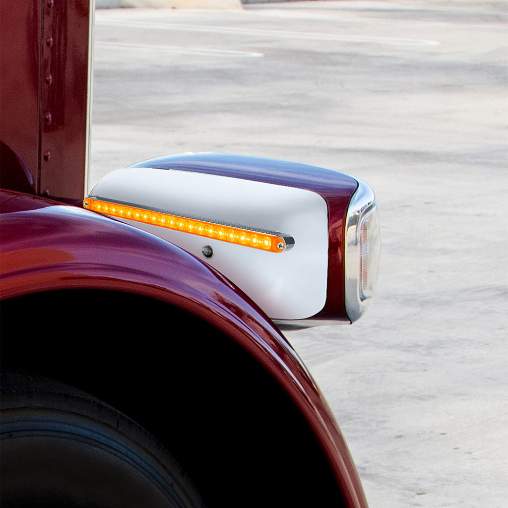19 LED Rear Headlight Housing Cover For 2008-2023 Peterbilt 389 (Passenger) - Amber LED/Lens