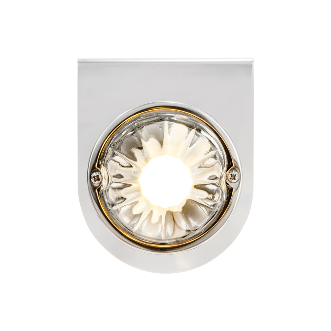 Dual Function Glass Watermelon Light With Stainless Steel Light Bracket Kit With LED Bulb - Amber LED/Clear Lens