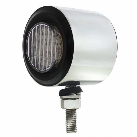 Stainless Steel 2" Double Face Light With 9 LED 2" Lights &amp; Grommets - Amber &amp; Red LED/Clear Lens