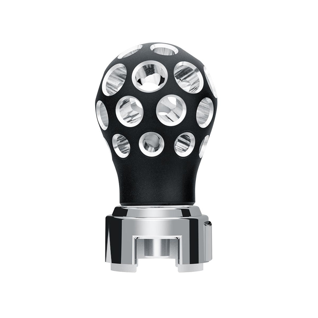 Thread-On Matte Black Phoenix Style Ball Gearshift Knob With LED 13/15/18 Speed Adapter - White LED